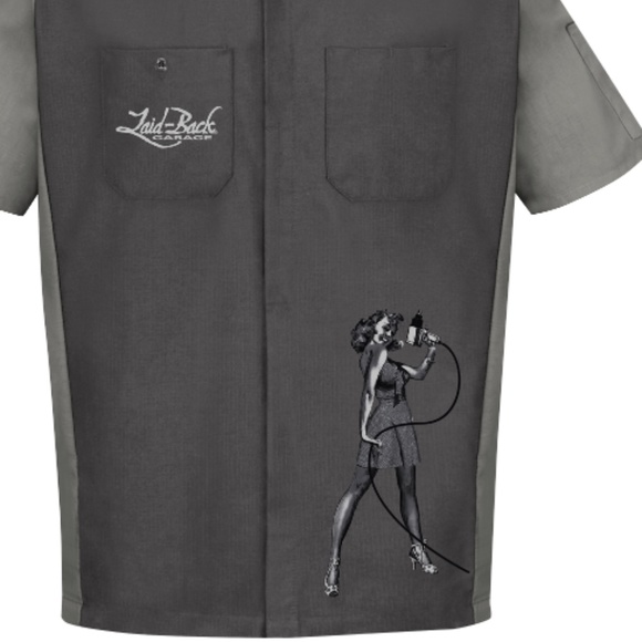 Red Kap Camaro Gasser Work Mechanic Shirt ONLY 2 smalls Left - Picture 3 of 3